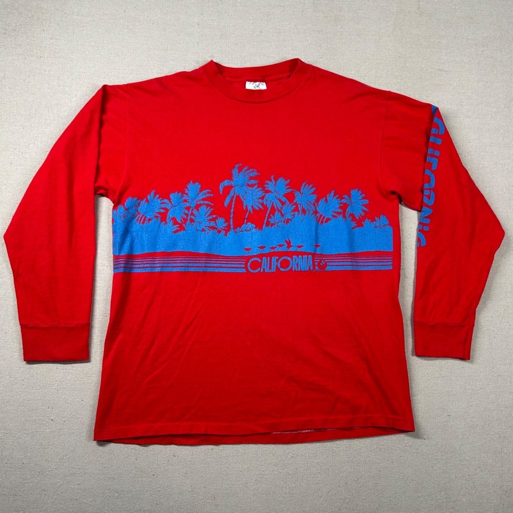 Vintage Lifestyles California Shirt Mens L‎ Wrap Around Graphic Surfer 80s 90s